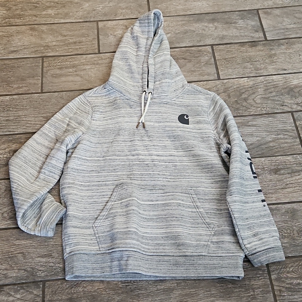 Carhartt Gray Striped Hoodie Womens Size Large
